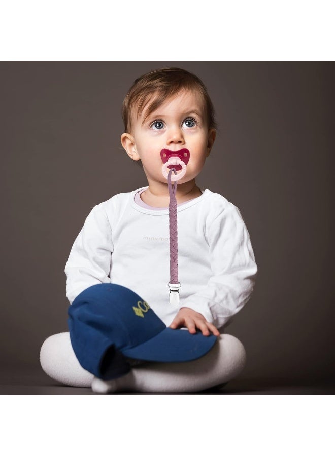 Duludulu Braided Pacifier Clips Baby Girl, Binky Clips Pacifier Holder with Handmade Teething Straps Unisex Design Smoother Pacifier Clip Fits All Pacifiers for Shower Birthday Gifts - Image 5