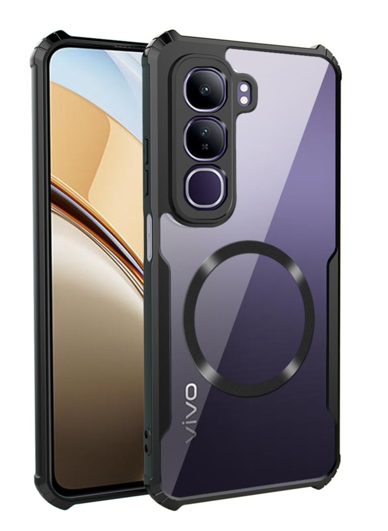 [1+2 Sets] For vivo V40 Lite 5G Case & Screen Protector Magnetic Suction Car Phone Case with Anti Drop Function High Transmittance Glass Scratch Resistant with 2 Tempered Glass