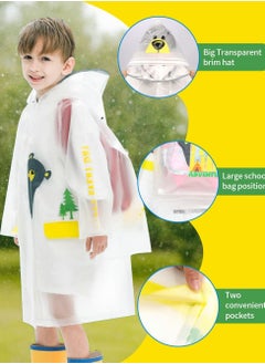 SYOSI Kids Rain Poncho, Children's raincoats, Kids Raincoat Girls Boys Reusable Rain Poncho Jacket, Waterproof Jacket with Hood Toddler Rainwear Rain Coat (Bear M)  - Image 3