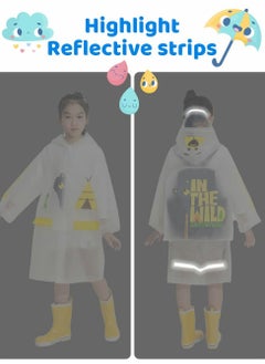 SYOSI Kids Rain Poncho, Children's raincoats, Kids Raincoat Girls Boys Reusable Rain Poncho Jacket, Waterproof Jacket with Hood Toddler Rainwear Rain Coat (Bear M)  - Image 2