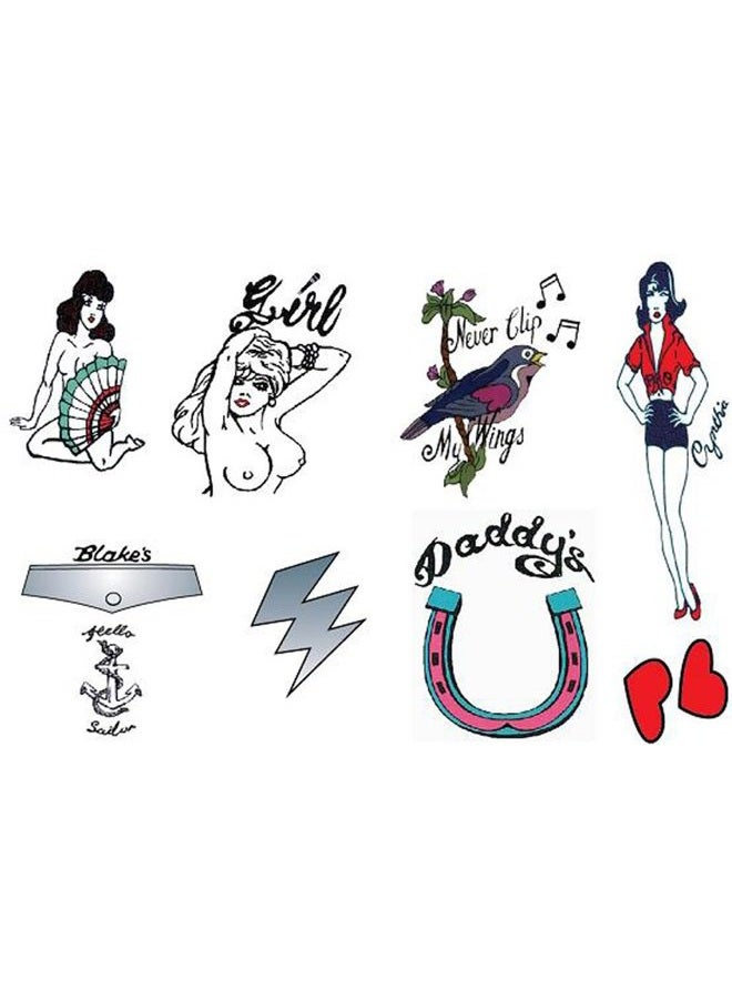Deluxe Amy Wine Fancy Dress Tattoos Set of 9 Temporary Goth House