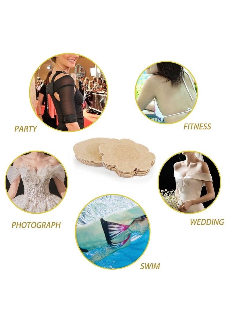 30 زوجا من ملصقات حمالة الصدر غير مرئية وقابلة للتنفس على شكل بتلة ، مناسبة للفتيات والنساء والحفلات - Image 4