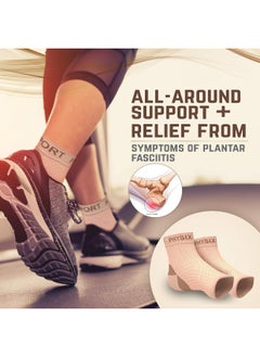 Physix Gear Sport Physix Gear Sport Plantar Fasciitis Socks with Arch Support for Men & Women - Ankle Compression Sleeve, Toeless Compression Socks Foot Pain Relief, Ankle Swelling - Better than Night Splint, Beige S/M  - Image 4