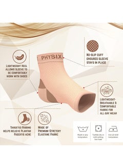 Physix Gear Sport Physix Gear Sport Plantar Fasciitis Socks with Arch Support for Men & Women - Ankle Compression Sleeve, Toeless Compression Socks Foot Pain Relief, Ankle Swelling - Better than Night Splint, Beige S/M  - Image 5