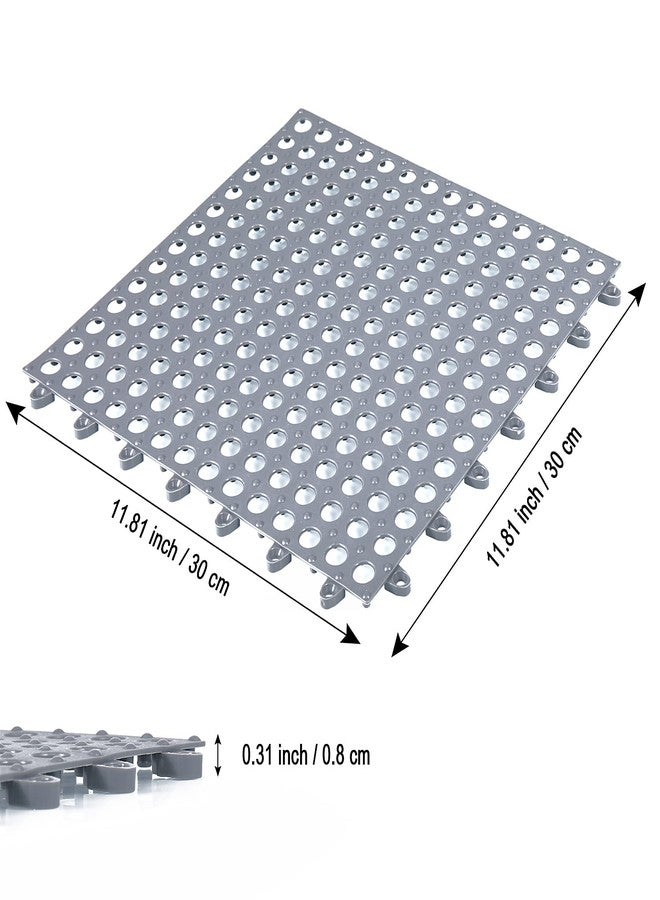 ADVcer Interlocking Floor Mats with Drain Holes, 12 Pack 11.8" x 11.8" Modular Rubber Flooring Cushion Tiles, Non-Slip Waterproof - Ideal for Bathroom, Shower, Pool, Balcony, Patio and Kitchen (Gray) - Image 2