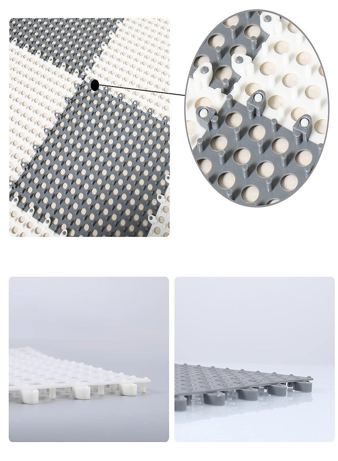 ADVcer Interlocking Floor Mats with Drain Holes, 12 Pack 11.8" x 11.8" Modular Rubber Flooring Cushion Tiles, Non-Slip Waterproof - Ideal for Bathroom, Shower, Pool, Balcony, Patio and Kitchen (Gray) - Image 3