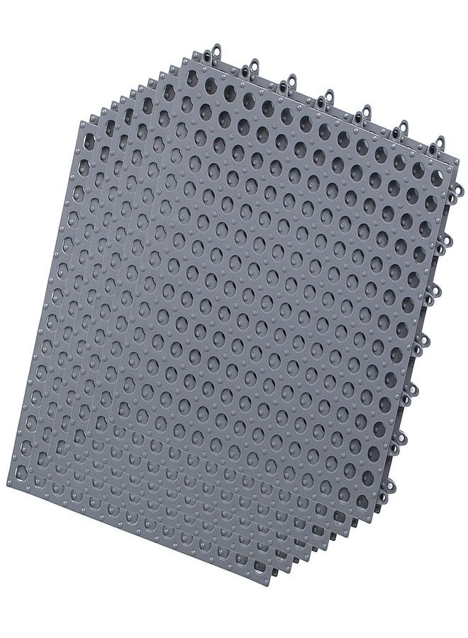 ADVcer Interlocking Floor Mats with Drain Holes, 12 Pack 11.8" x 11.8" Modular Rubber Flooring Cushion Tiles, Non-Slip Waterproof - Ideal for Bathroom, Shower, Pool, Balcony, Patio and Kitchen (Gray) - Image 1