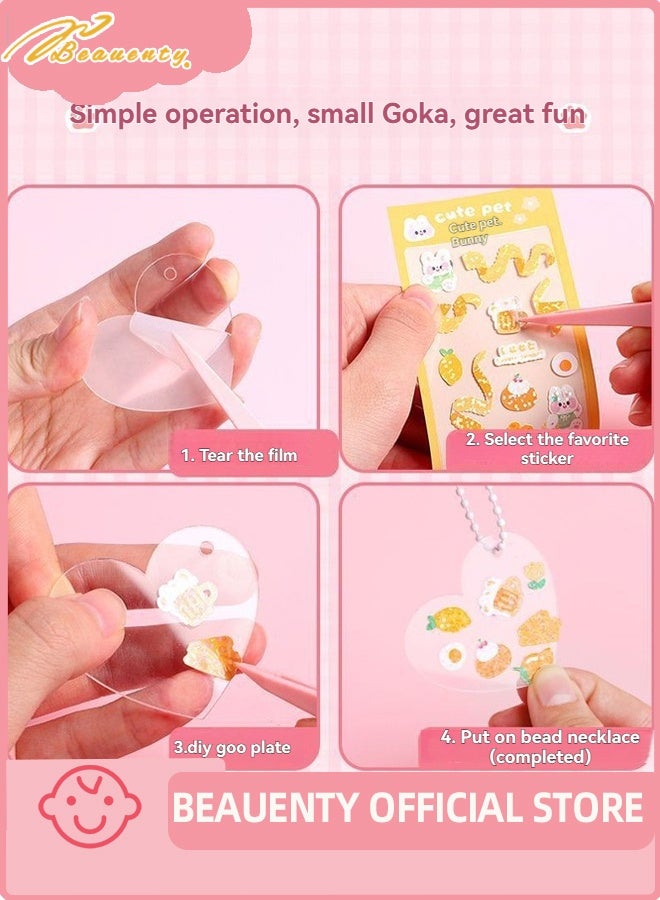 Beauenty 498 Pcs DIY Whipped Cream Clay Glue Set, Simulated DIY Making Art Craft Kit with Cartoon Stickers, Accessories, Key Chains with Storage Box for Gifting - Image 4