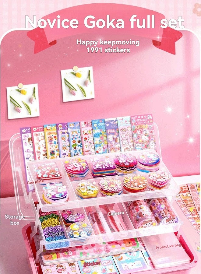 Beauenty 498 Pcs DIY Whipped Cream Clay Glue Set, Simulated DIY Making Art Craft Kit with Cartoon Stickers, Accessories, Key Chains with Storage Box for Gifting - Image 2