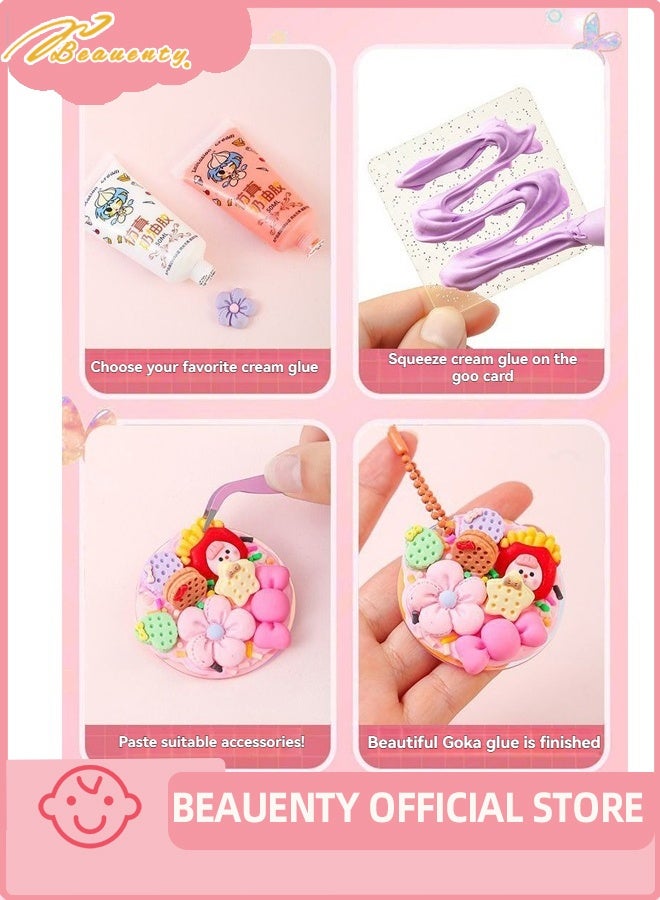 Beauenty 498 Pcs DIY Whipped Cream Clay Glue Set, Simulated DIY Making Art Craft Kit with Cartoon Stickers, Accessories, Key Chains with Storage Box for Gifting - Image 3