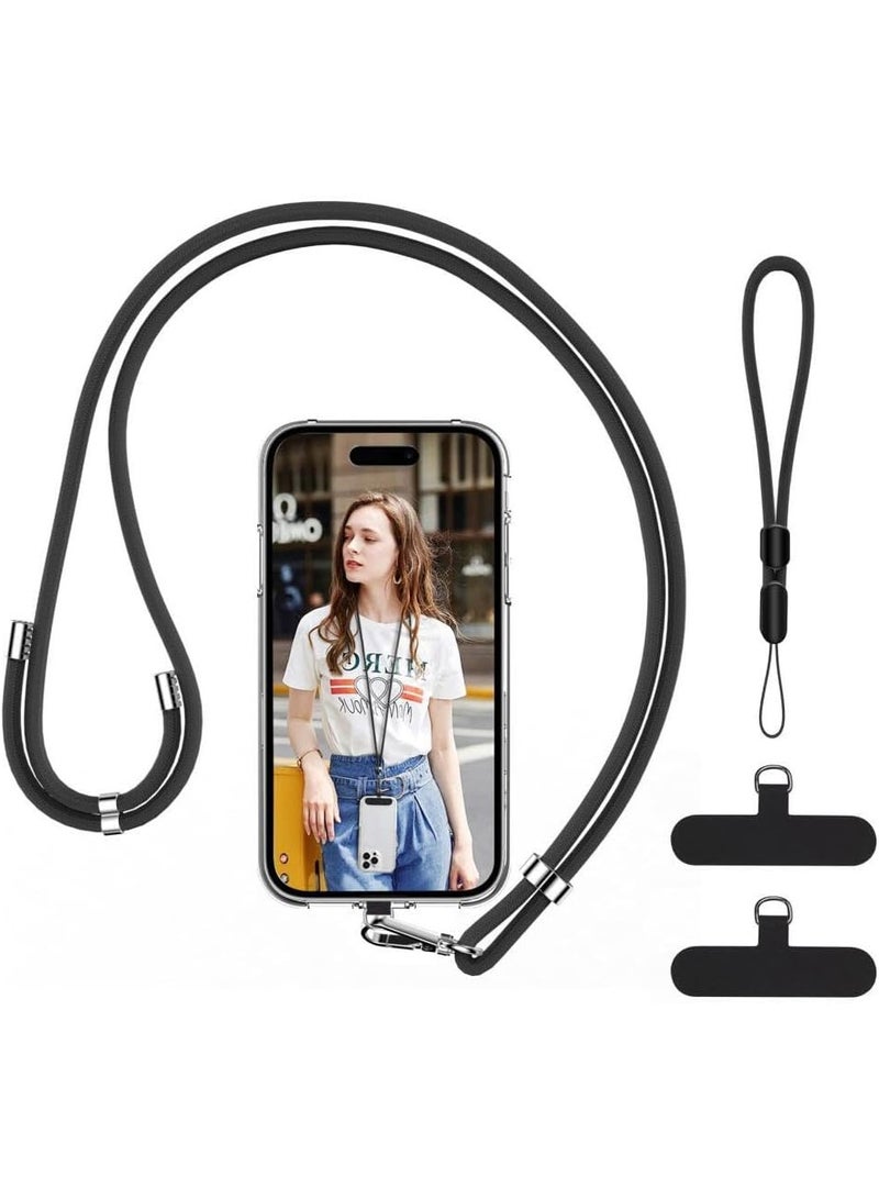 JOUDIYA 4PCS Mobile Phone Lanyard Set, Adjustable Nylon Neck Strap and Phone Wrist Strap with Phone Tether Tabs Universal Crossbody Patch Phone Lanyards Multifunctional Compatible with Most Smartphones - Image 1