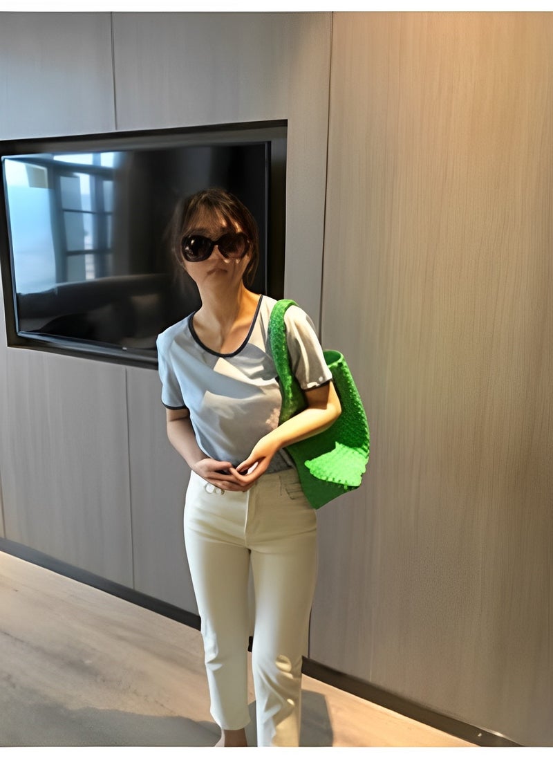 REOCLE - Women's Woven Bag Vegan Leather Tote Bag Large Summer Beach Travel Handbag and Purse Retro Handmade Shoulder Bag - Image 1