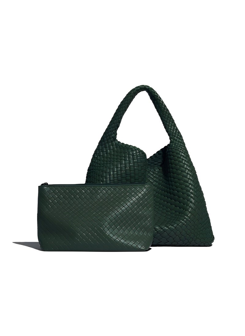 REOCLE - Women's Woven Bag Vegan Leather Tote Bag Large Summer Beach Travel Handbag and Purse Retro Handmade Shoulder Bag - Image 1