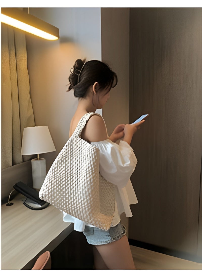 REOCLE - Women's Woven Bag Vegan Leather Tote Bag Large Summer Beach Travel Handbag and Purse Retro Handmade Shoulder Bag - Image 1