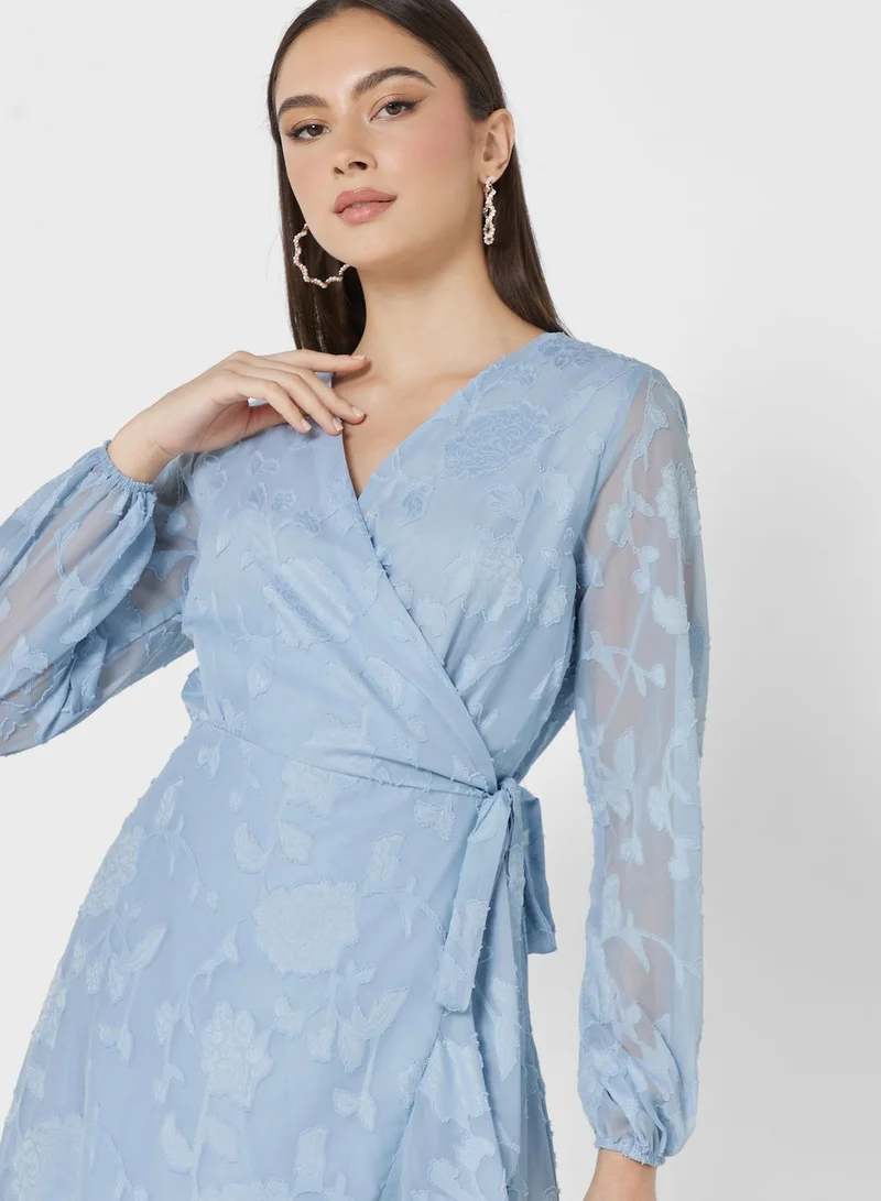 ELLA Ruffle Hem Wrap Dress