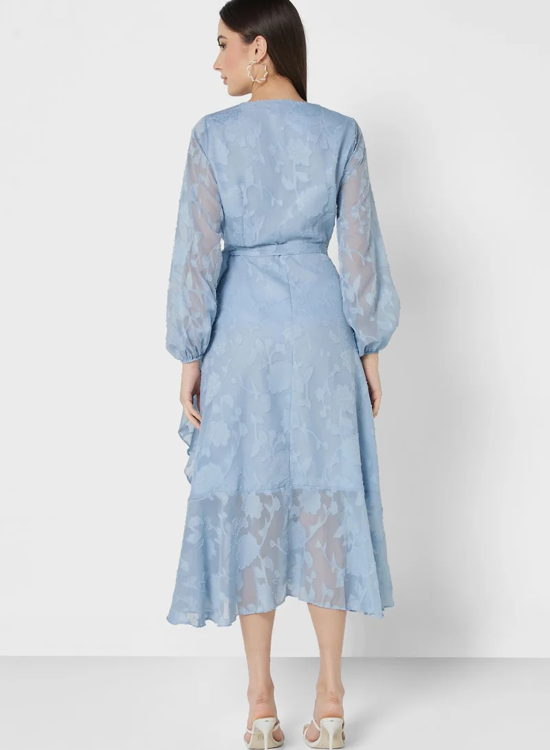 ELLA Ruffle Hem Wrap Dress