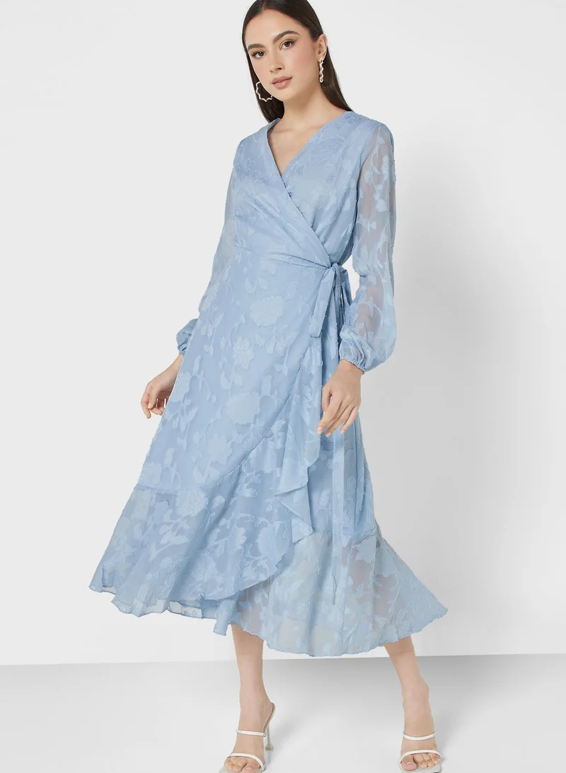 ELLA Ruffle Hem Wrap Dress