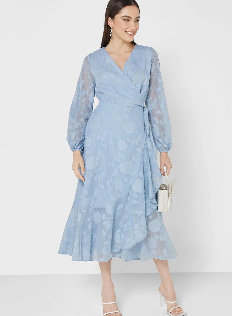 ELLA Ruffle Hem Wrap Dress