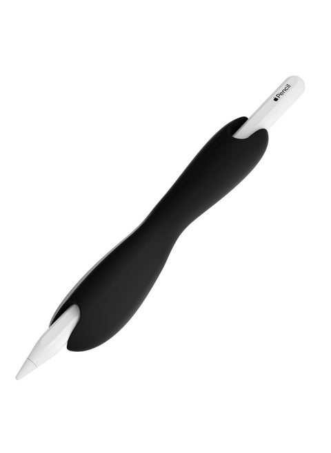 ELETIUO Grip Compatible with Apple Pencil Pro,1st/2nd Generation,USB-C Model,Protective Silicone Sleeve Cover Ergonomic Dual-Head Design Compatible with Magnetic Charging and Double Tap,Black