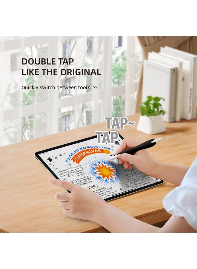 ELETIUO - ELETIUO Grip Compatible with Apple Pencil Pro,1st/2nd Generation,USB-C Model,Protective Silicone Sleeve Cover Ergonomic Dual-Head Design Compatible with Magnetic Charging and Double Tap,Black - Image 1