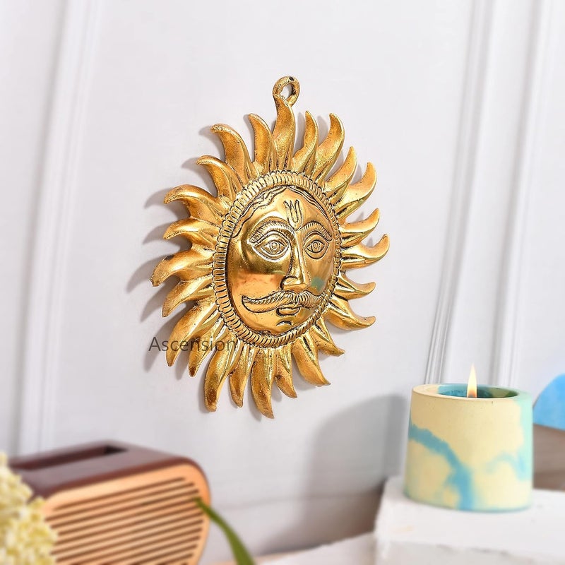 ascension Sun Face Hanging Surya Bhagwan Face for Home Office Living Room Wall Decor Hanging Surya for Vastu Success Prosperity for Positive Energy Metal Sun Face Wall Hanging for Main Door - Image 4