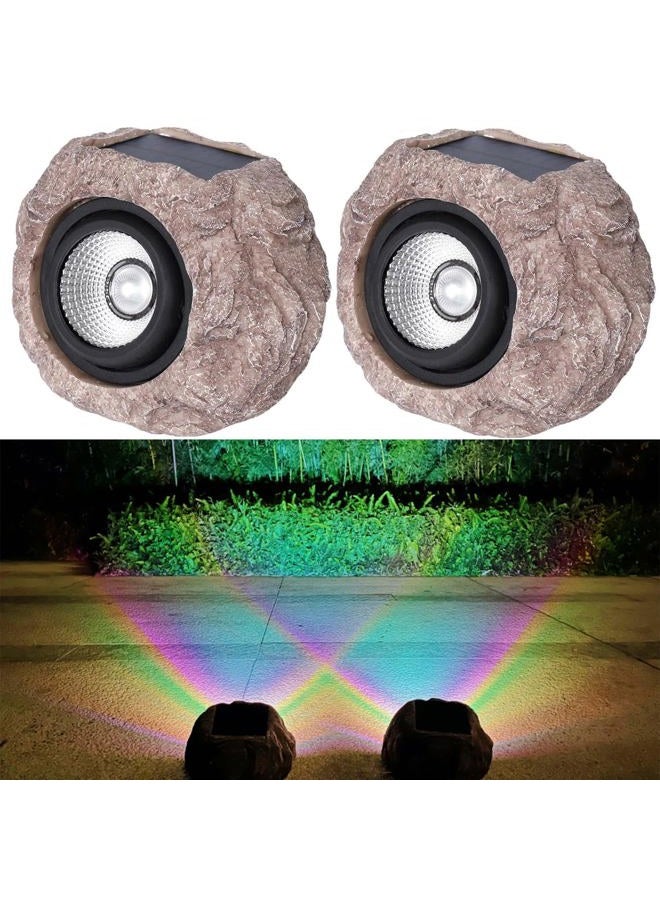 SSCDFDC Solar Rock Lights Outdoor Waterproof, 2 Pack LED Colored Garden Rock Solar Light, Stone Statue Bright Solar Spot Light for Path, Yard, Patio, Lawn, Porch, Yard Decor. - Image 1
