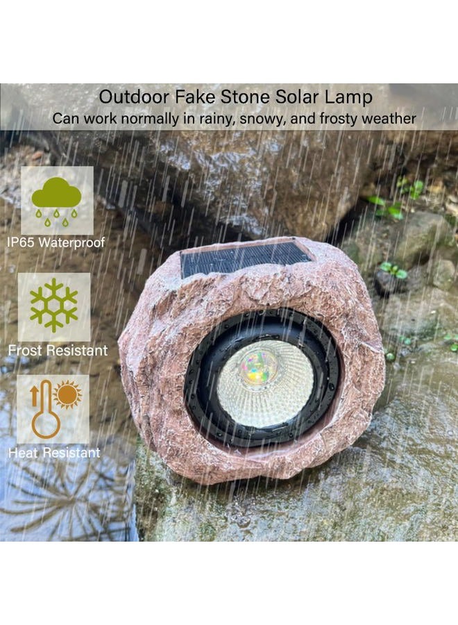 SSCDFDC Solar Rock Lights Outdoor Waterproof, 2 Pack LED Colored Garden Rock Solar Light, Stone Statue Bright Solar Spot Light for Path, Yard, Patio, Lawn, Porch, Yard Decor. - Image 4
