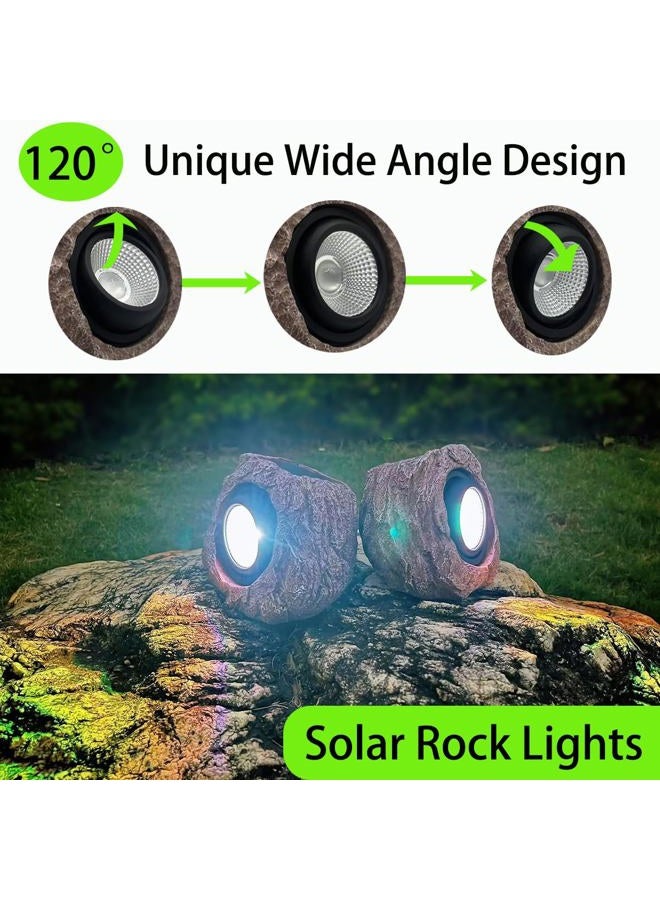 SSCDFDC Solar Rock Lights Outdoor Waterproof, 2 Pack LED Colored Garden Rock Solar Light, Stone Statue Bright Solar Spot Light for Path, Yard, Patio, Lawn, Porch, Yard Decor. - Image 2