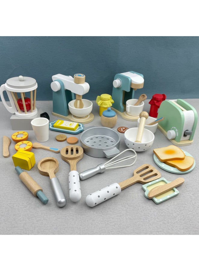 Children's Educational Toys Wooden Simulation Play House Kitchen Toy Set Coffee Machine Bread Machine Microwave Oven Toy-Color:Maca-Oven - Image 3