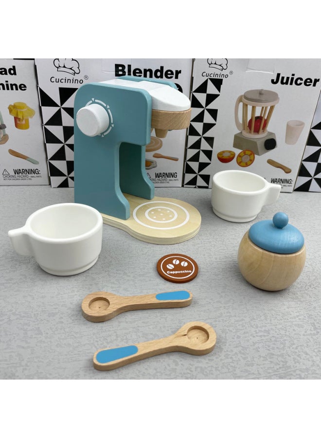 Children's Educational Toys Wooden Simulation Play House Kitchen Toy Set Coffee Machine Bread Machine Microwave Oven Toy-Color:Maca-Oven - Image 2