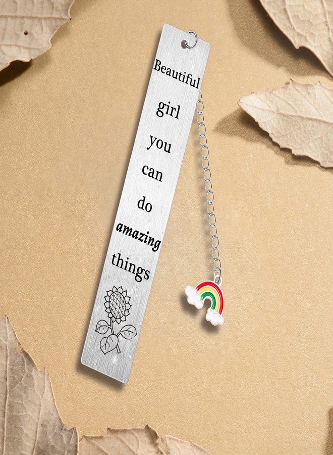 Waeceip Inspirational Bookmark, Inspirational Gifts for Girl Gifts Girl Christmas Birthday Gifts for Daughter Granddaughter Sister Friend, Sunflower Bookmark, Beautiful Girl You Can Do Amazing Things - Image 4