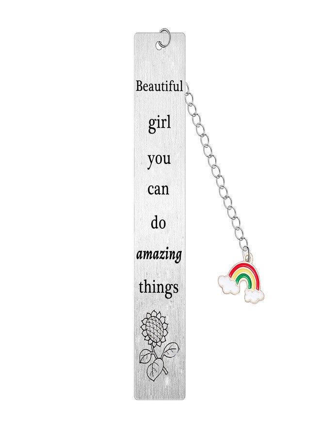 Waeceip Inspirational Bookmark, Inspirational Gifts for Girl Gifts Girl Christmas Birthday Gifts for Daughter Granddaughter Sister Friend, Sunflower Bookmark, Beautiful Girl You Can Do Amazing Things - Image 1