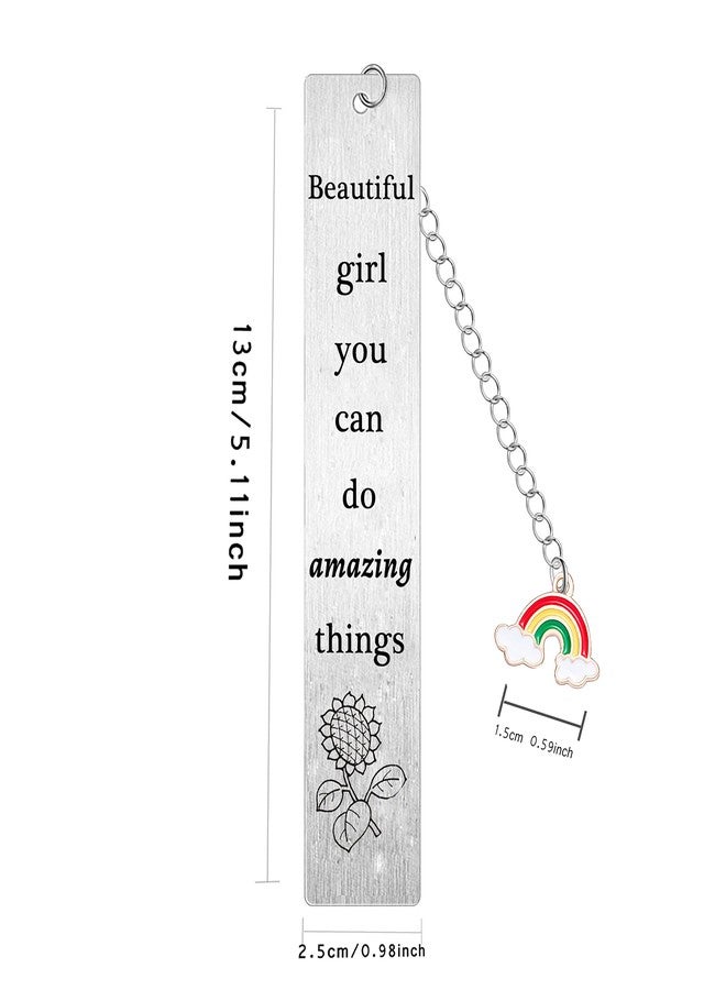 Waeceip Inspirational Bookmark, Inspirational Gifts for Girl Gifts Girl Christmas Birthday Gifts for Daughter Granddaughter Sister Friend, Sunflower Bookmark, Beautiful Girl You Can Do Amazing Things - Image 2
