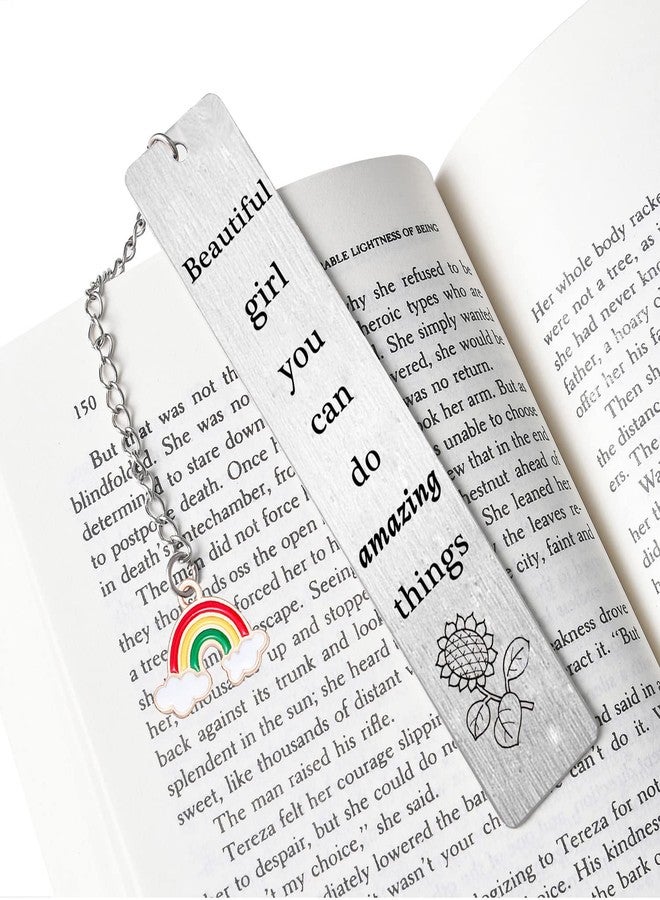 Waeceip Inspirational Bookmark, Inspirational Gifts for Girl Gifts Girl Christmas Birthday Gifts for Daughter Granddaughter Sister Friend, Sunflower Bookmark, Beautiful Girl You Can Do Amazing Things - Image 3