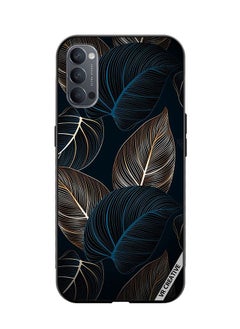 VR CREATIVE غطاء حماية لهاتف Oppo Reno4 Pro 5G تصميم بنمط أوراق شجر النخيل والموز متعدد الألوان  - Image 1