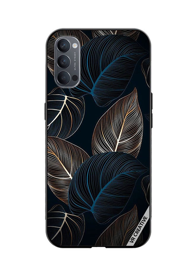 VR CREATIVE - غطاء حماية لهاتف Oppo Reno4 Pro 5G تصميم بنمط أوراق شجر النخيل والموز متعدد الألوان - Image 1