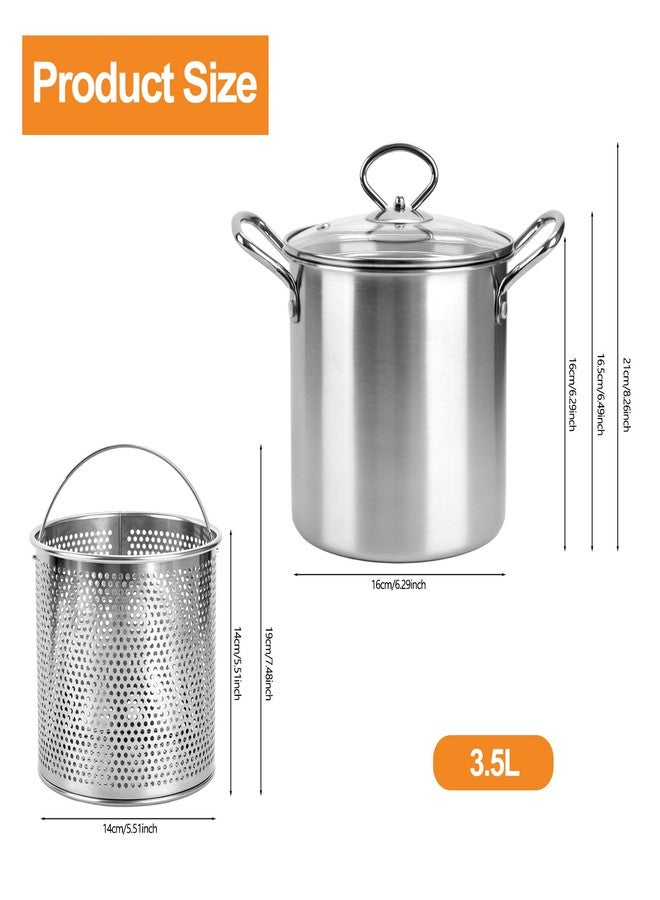 BSDLZCH 3.5L Deep Fryer Pot with Oil Drip Drainer Wide Mouth Pan Stainless Steel Deep Fryer Cooking Pot for Party Restaurant Kitchen Dining Room Picnic - Image 3