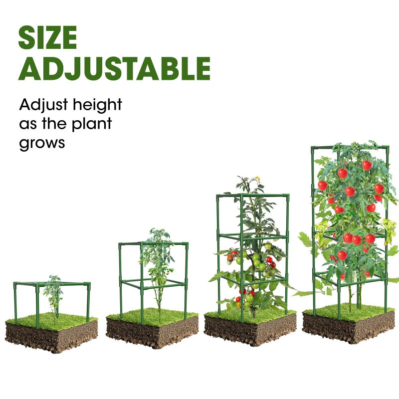 MQHUAYU 3 Pack Tomato Cages,Square Tomato Plant Stakes Support Cages Trellis for Garden Climbing Vegetables Flowers Fruits,Extra Bold - Image 2