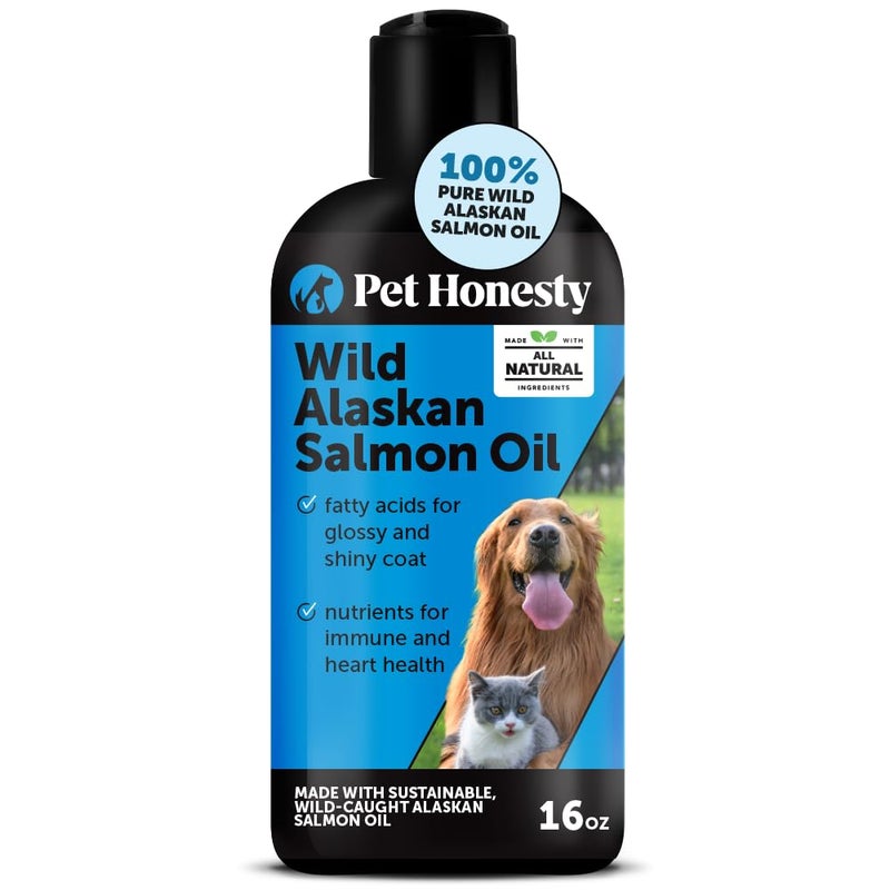 Pet Honesty Wild Alaskan Salmon Oil, Omega-3 Fish Oil for Dogs and Cats, Fatty Acids, Salmon Oil for Dogs, Skin and Coat Health, Pure Dog Food Topper, Supports Joints, Brain & Heart Health - 16 oz - Image 1