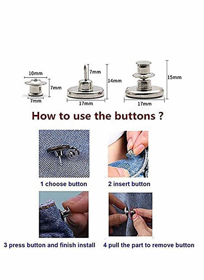 Generic - 17mm Replacement Jean Buttons No Sew Instant Button, Waist Button Adjuster, Jeans Button Replacement Kit to Extend - Image 1