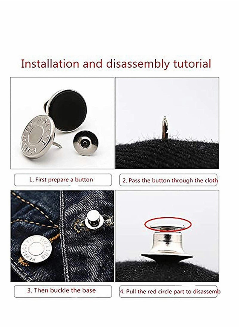 Generic - 17mm Replacement Jean Buttons No Sew Instant Button, Waist Button Adjuster, Jeans Button Replacement Kit to Extend - Image 1