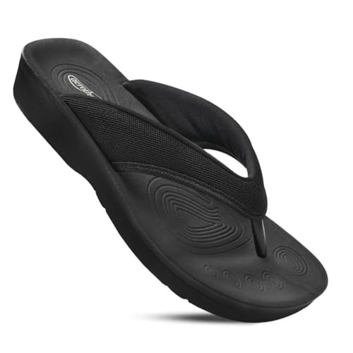 AEROTHOTIC Strait House Slippers for Women, Black, Size 6 - Image 1