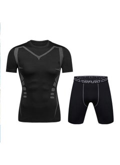 Swimwear Men's Anti-embarrassment Shorts Swimming Trunks Equipment Sunscreen Full Body Hot Spring Swimwear Men's Suit Summer-Color:Elite Short Sleeves + Five-quarter Pants -Size:L