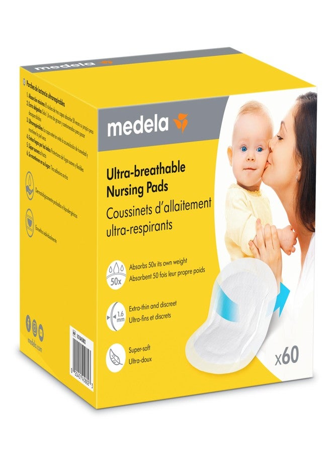 Medela Ultra-Breathable Nursing Pads, Highly Absorbent, Super Soft, Discreet Design for Comfortable Wear, Pack of 60 - Image 1