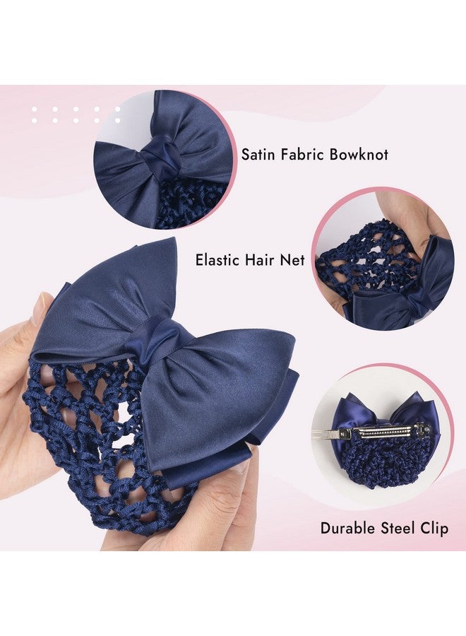 TXIN 9 Pieces Women Hair Snood Net Bun Cover Knit Hairnet Satin Bow Crochet Bowknot Snood Barrette Mesh Work Hairnets Clip Hair Accessories For Womens Girls Nonslip Red Net Bun Snood - Image 4
