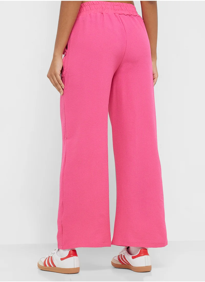 جينجر Elasticised Waist Wide Fit Pants