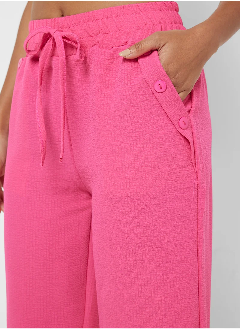 جينجر Elasticised Waist Wide Fit Pants