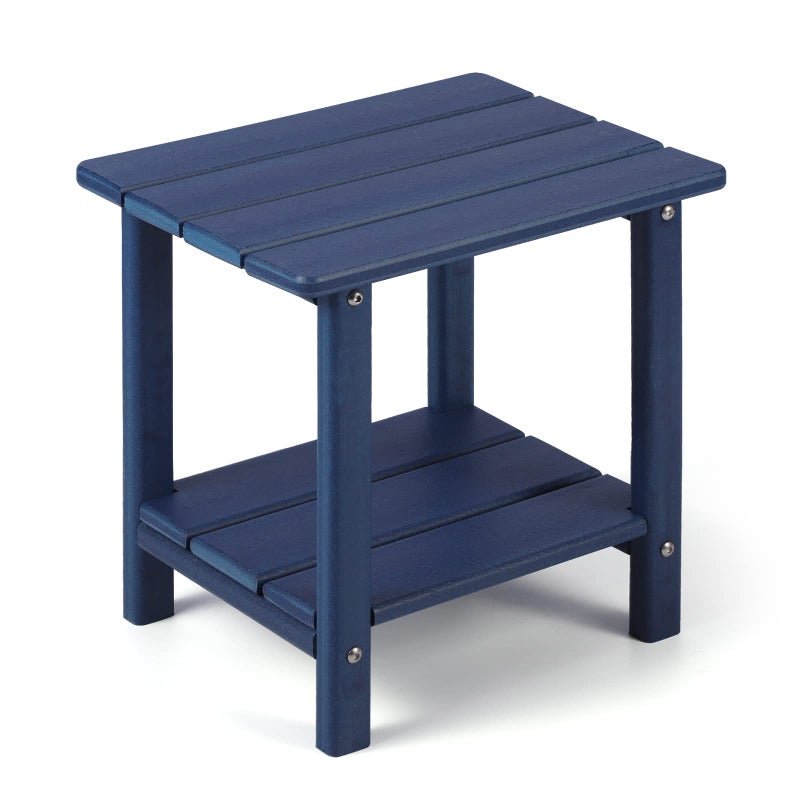 Apolimi Adirondack Outdoor Side Table, 2-Tier Sturdy Patio End Table Weather Resistant, 16.5" Solid Side Table for Patio, Pool, Porch(Navy Blue) - Image 1