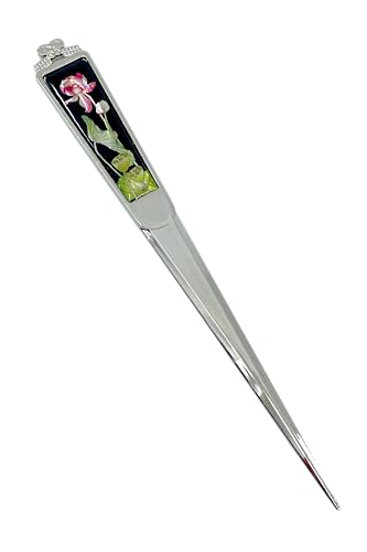 Nacreh Decorative Envelope Paper Letter Opener with Mother of Pearl Antique Design Silver Steel Office Knife Hand Cutter Blade (Lotus) - Image 1