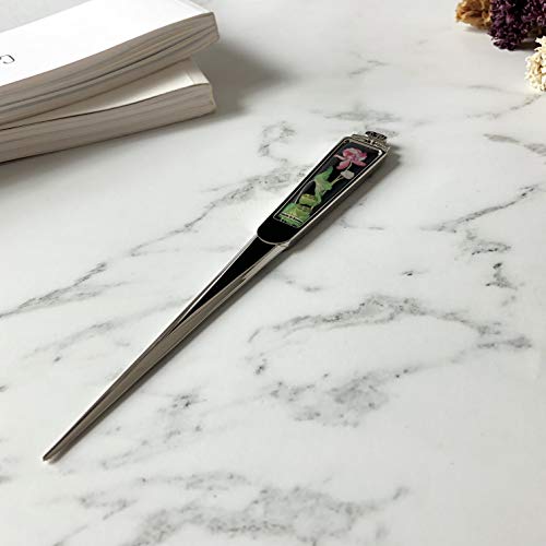 Nacreh Decorative Envelope Paper Letter Opener with Mother of Pearl Antique Design Silver Steel Office Knife Hand Cutter Blade (Lotus) - Image 5
